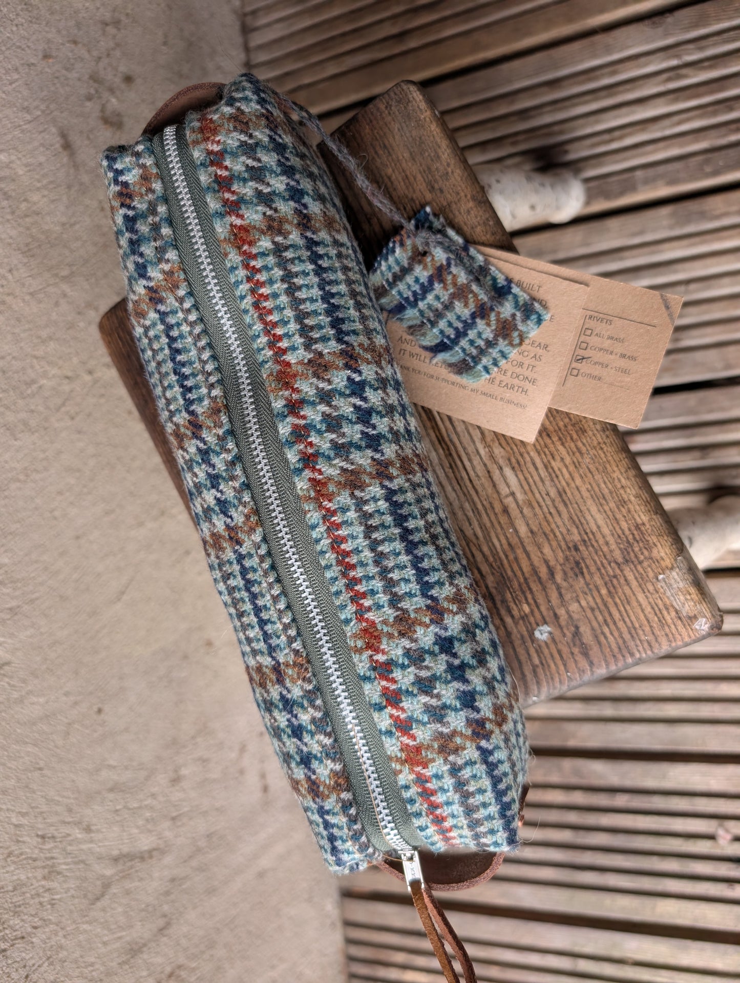 Sale Tweed Wool 'n' wax  dopp bag, double-lined with leather handles