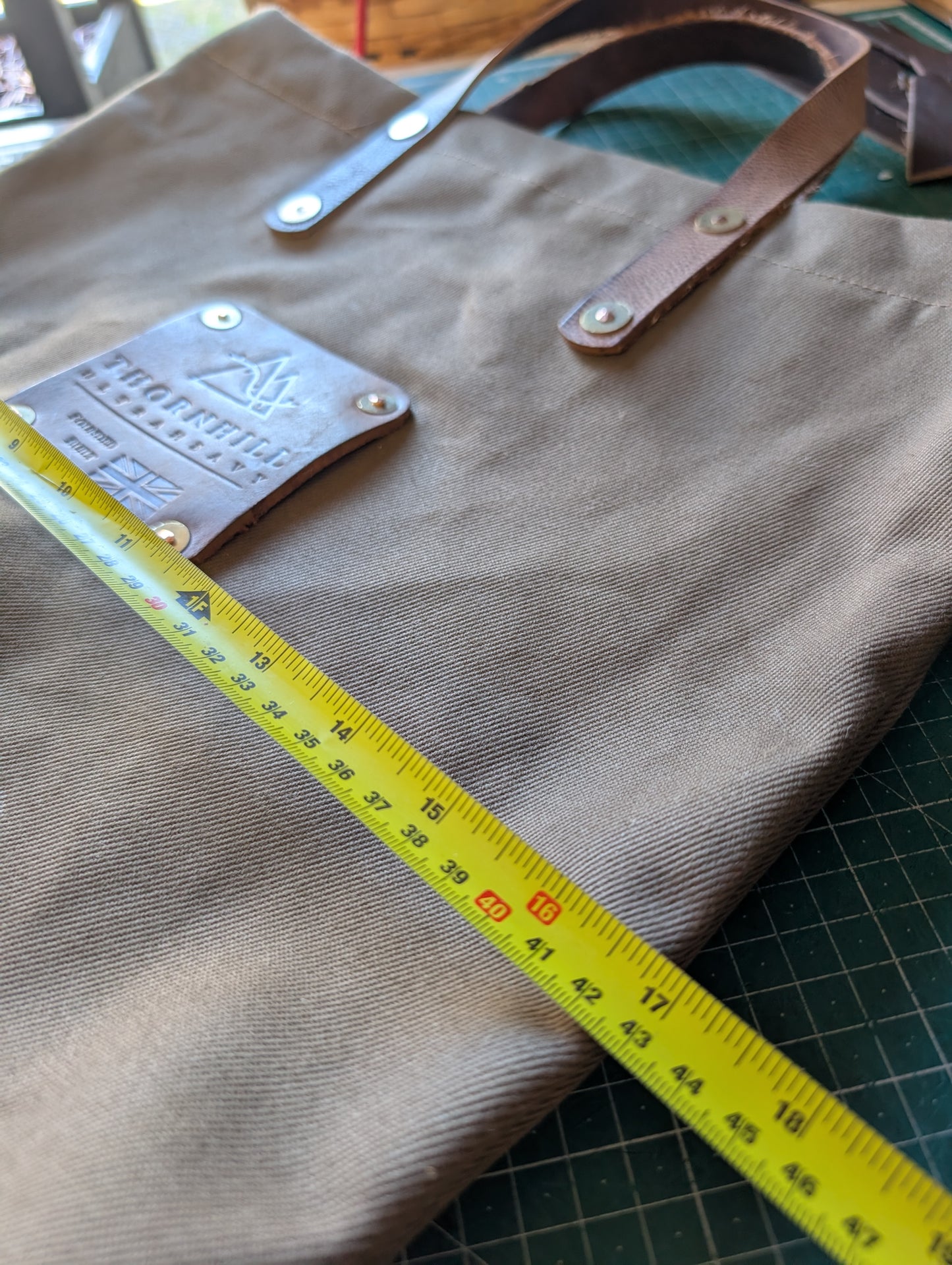 Tote bags, heavy duty canvas and full grain leather (wide version)
