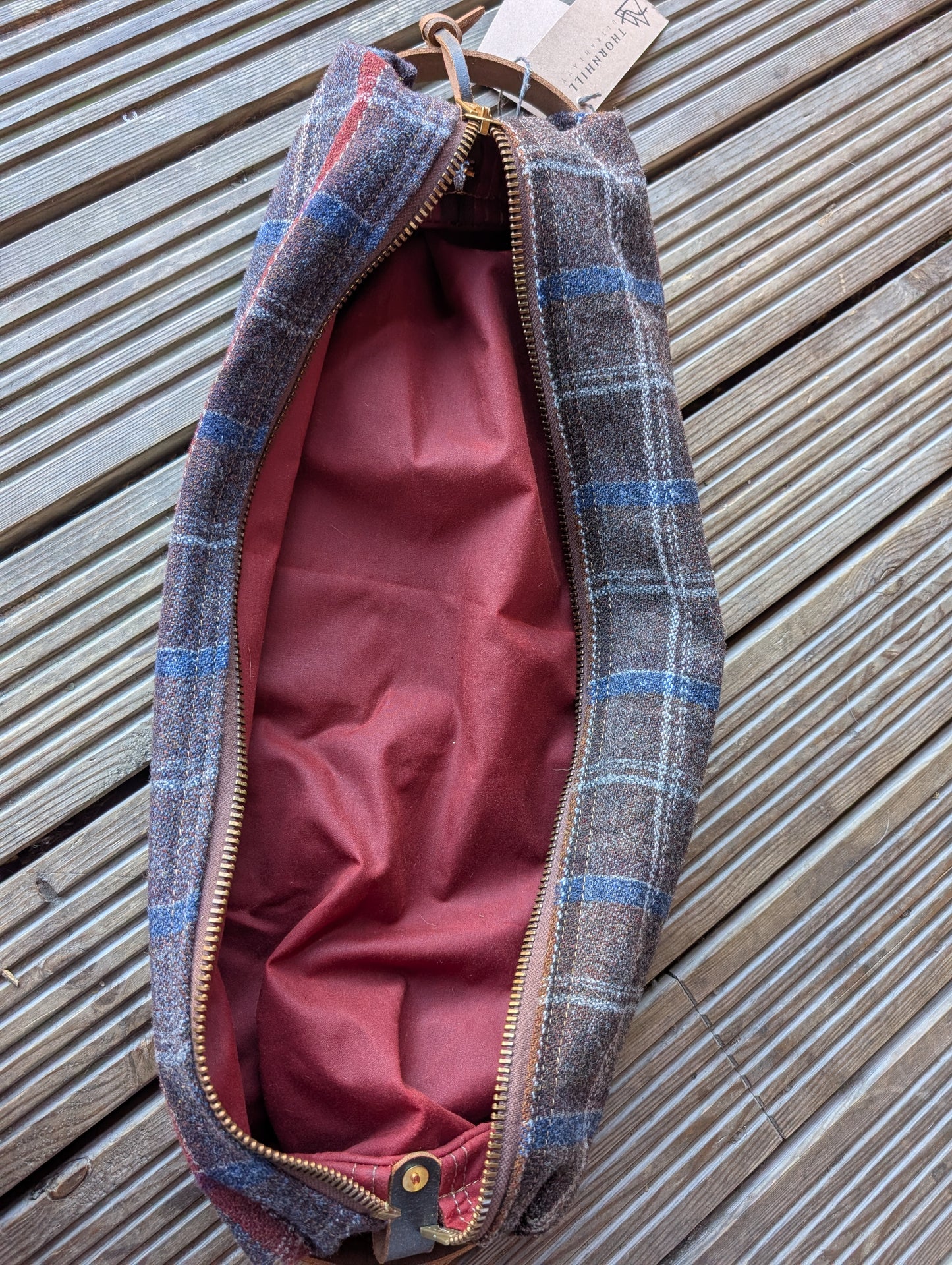 Wool 'n' wax big dopp bag, double-lined with veg tan leather handles