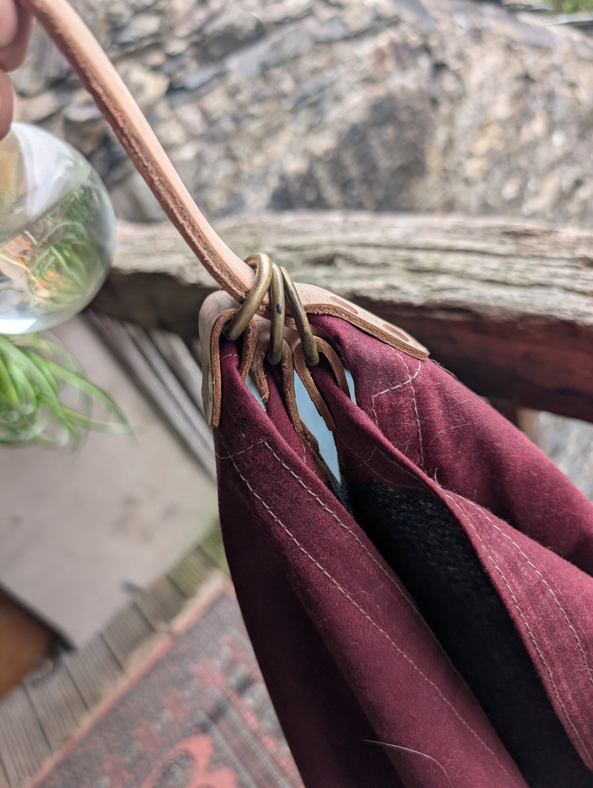 Wool lined, ground cloth/sit pad/ schleper waxed canvas-backed with leather tie-outs