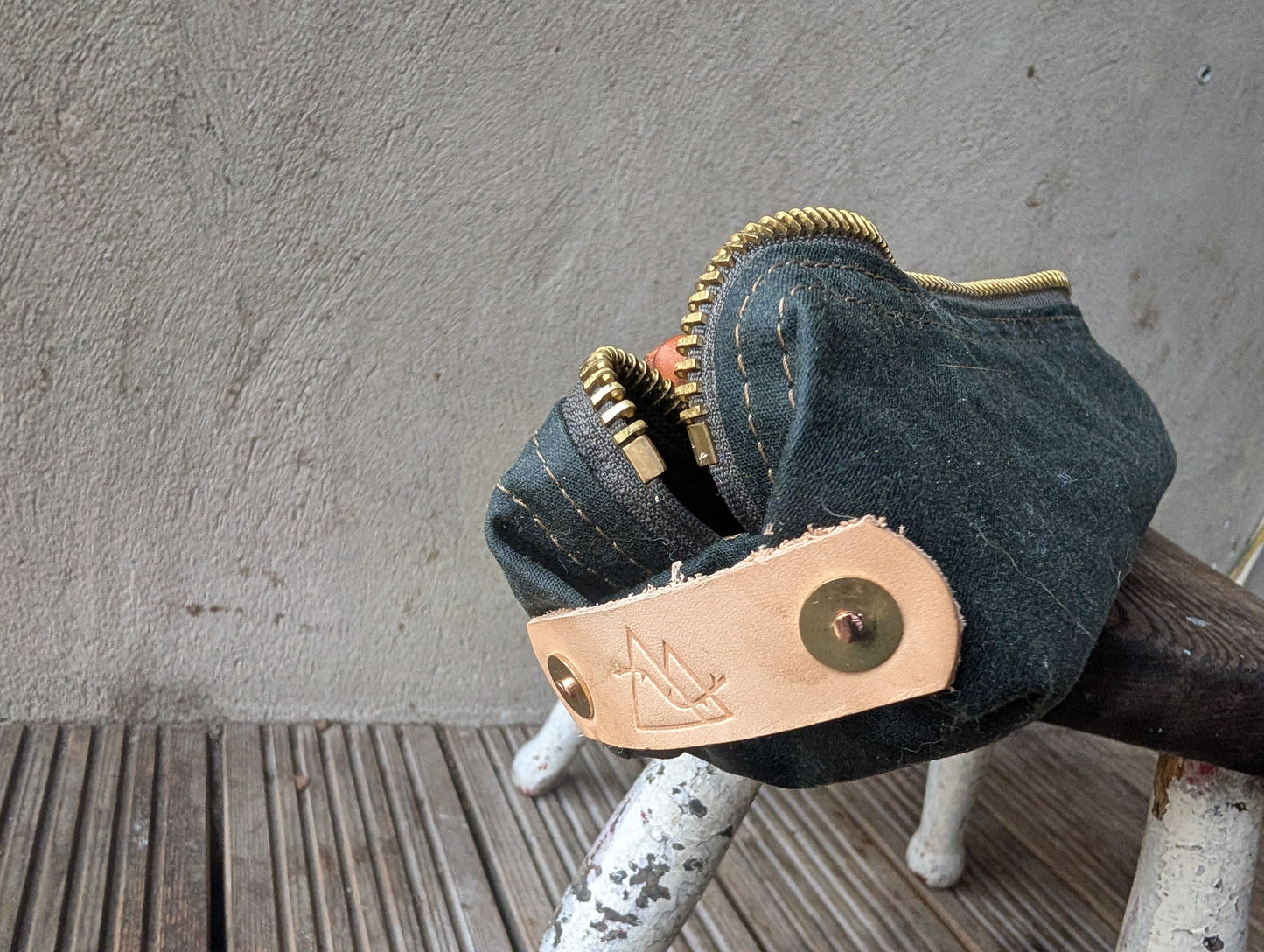 SALE Skinny dopp bag, double-lined waxed canvas packing cube with leather handles