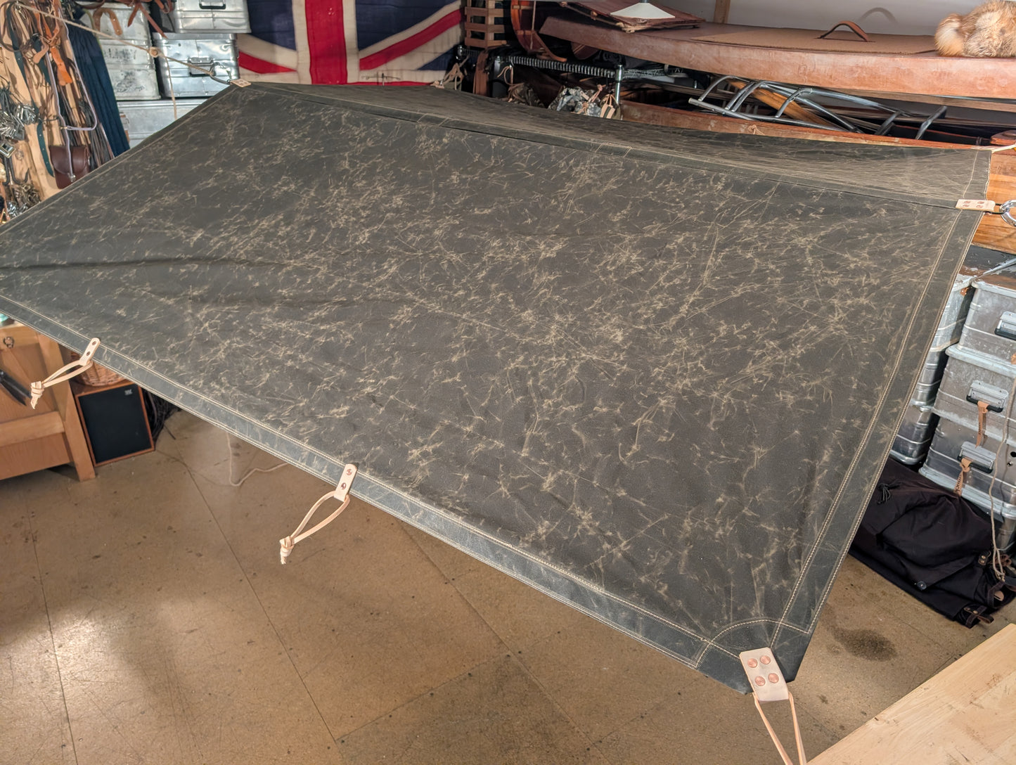 Special: Modular poncho/tarp/cook shelter beeswax OLIVE BROWN