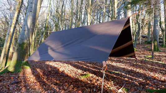 8' x 8' SIMPLE CLASSIC tarp, waxed canvas & leather tie outs