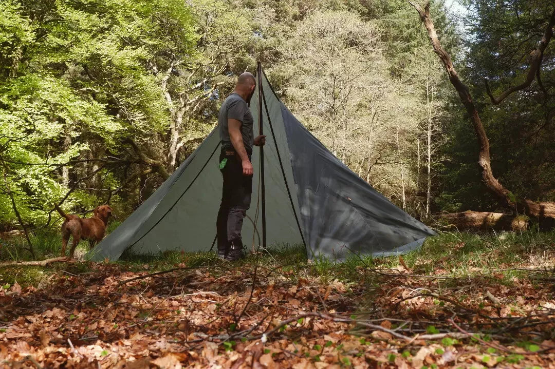 6 panel LAVVU, waxed canvas & leather tent tipi tarp